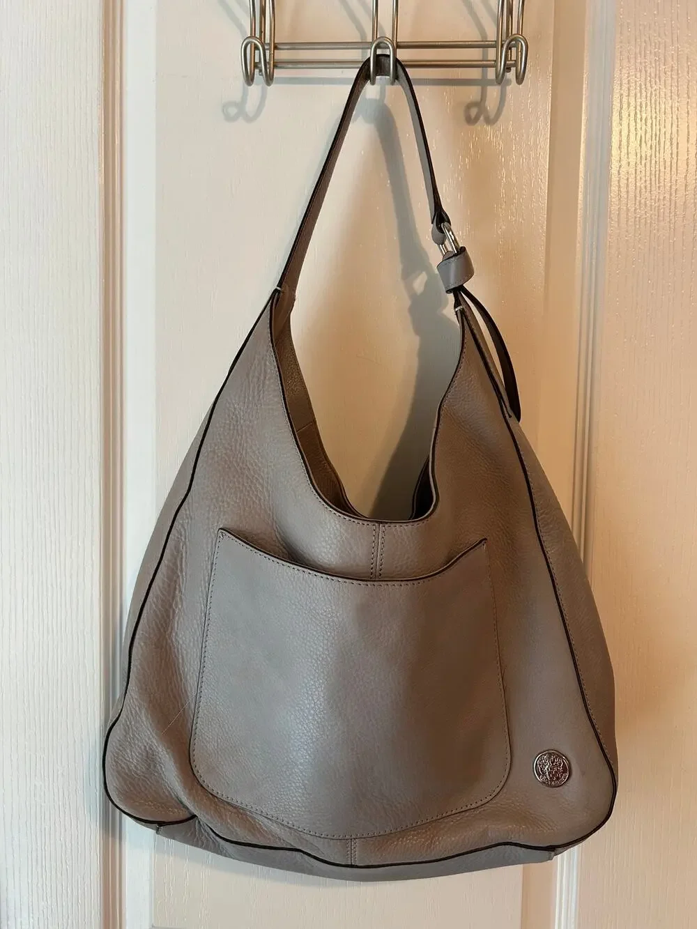 Vince Camuto Genuine Leather Grey Hobo Bag